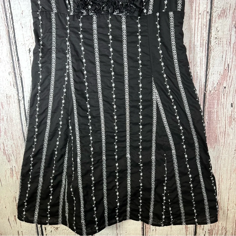 VTG Rabbit Rabbit Rabbit Designs Ruffle Floral Embroidered Fit & Flare Dress 12 - Picture 5 of 14